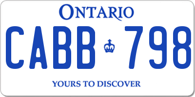 ON license plate CABB798