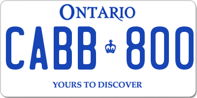 ON license plate CABB800