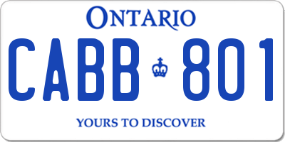 ON license plate CABB801