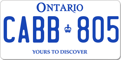 ON license plate CABB805