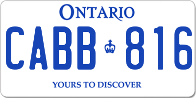 ON license plate CABB816