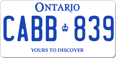 ON license plate CABB839