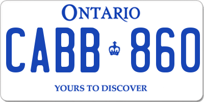 ON license plate CABB860