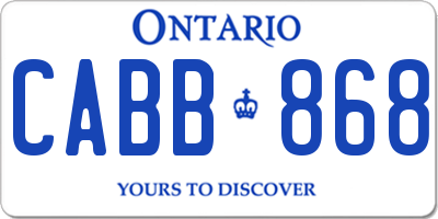 ON license plate CABB868