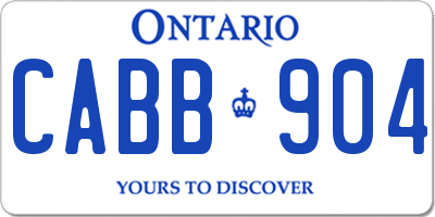 ON license plate CABB904