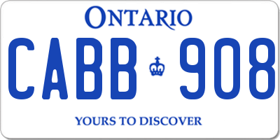 ON license plate CABB908