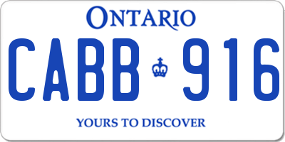 ON license plate CABB916