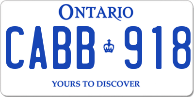 ON license plate CABB918