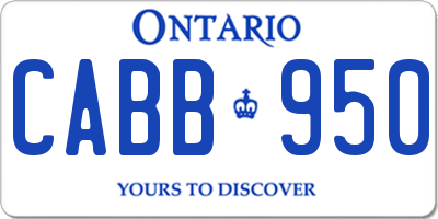 ON license plate CABB950