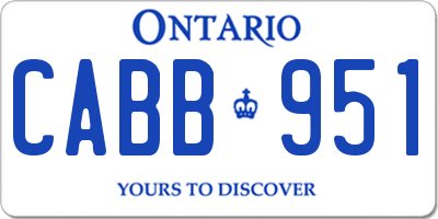 ON license plate CABB951