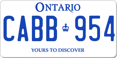 ON license plate CABB954