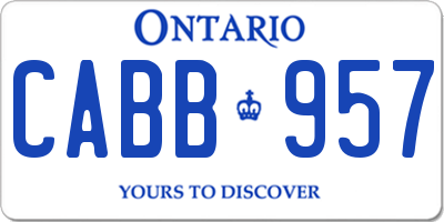 ON license plate CABB957