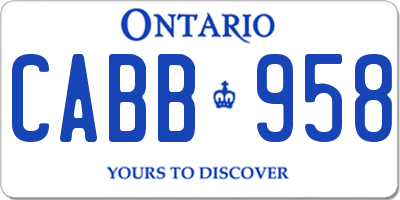 ON license plate CABB958