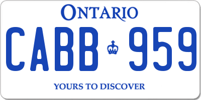 ON license plate CABB959