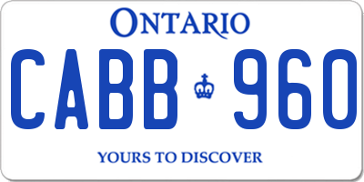 ON license plate CABB960