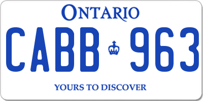 ON license plate CABB963