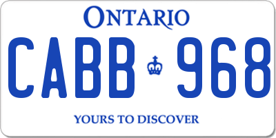 ON license plate CABB968