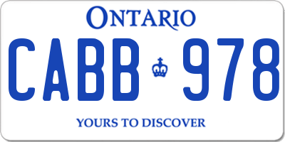 ON license plate CABB978