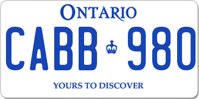 ON license plate CABB980