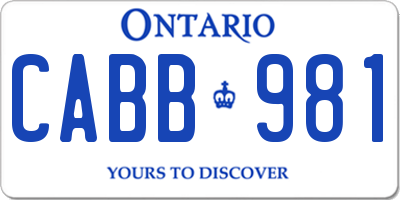 ON license plate CABB981