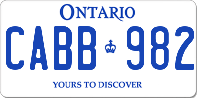 ON license plate CABB982