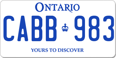 ON license plate CABB983