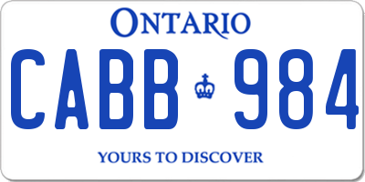 ON license plate CABB984