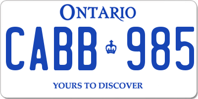 ON license plate CABB985