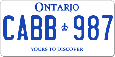 ON license plate CABB987