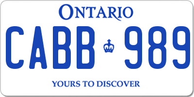 ON license plate CABB989