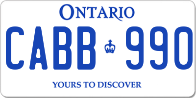 ON license plate CABB990