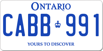 ON license plate CABB991