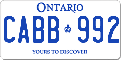 ON license plate CABB992