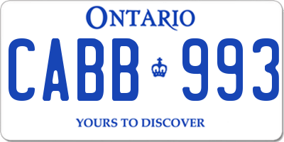 ON license plate CABB993