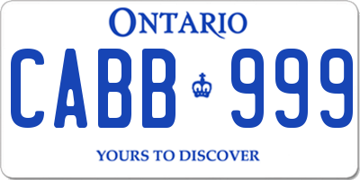 ON license plate CABB999