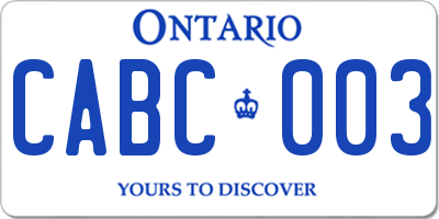 ON license plate CABC003