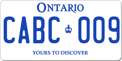 ON license plate CABC009