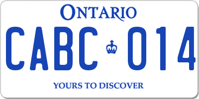 ON license plate CABC014