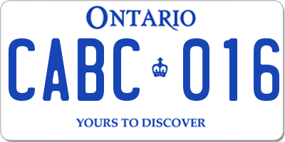 ON license plate CABC016