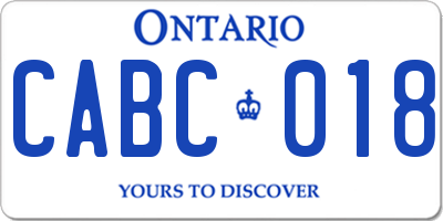 ON license plate CABC018