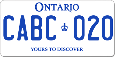 ON license plate CABC020