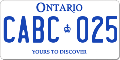 ON license plate CABC025