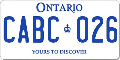 ON license plate CABC026