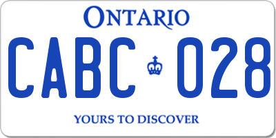 ON license plate CABC028