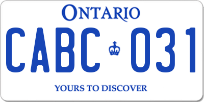 ON license plate CABC031