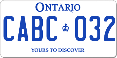 ON license plate CABC032