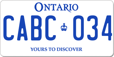 ON license plate CABC034