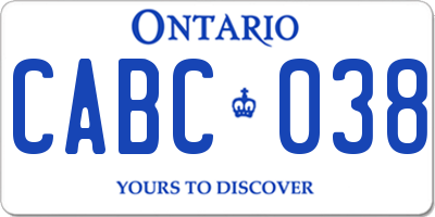 ON license plate CABC038