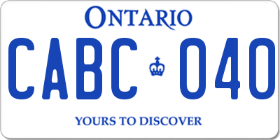 ON license plate CABC040