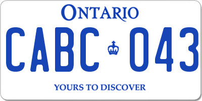 ON license plate CABC043